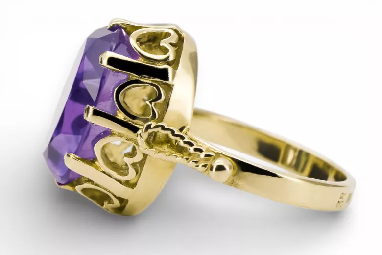 Кольцо Александрит 14-кв Желтое золото Винтаж стиль vrc134y